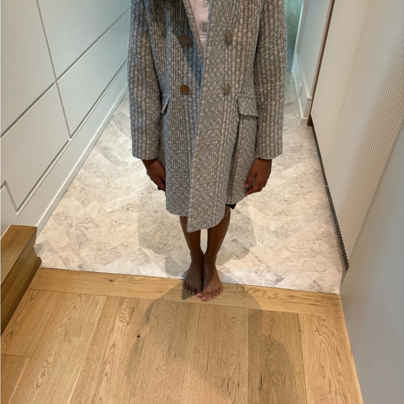 Girls size 7/8 dressy winter coat with faux fur. Silver and grey. - Picture 2 of 3